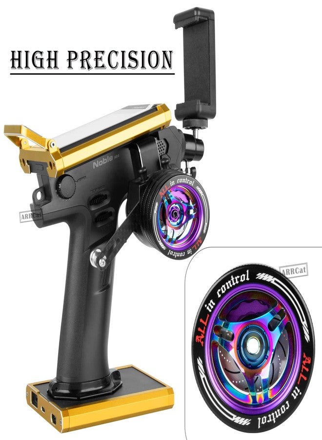 ARRCat Aluminum RC Remote Control Hand Wheel Steering Wheel Upgrades Part for Sanwa MT4 MT5 M12 M17/Futaba 4PX 7PX 10PX Flysky Noble NB4 WFLY X9,Metal RC Transmitter Wheel w/Brake Disc Caliper,Purple - Image 4