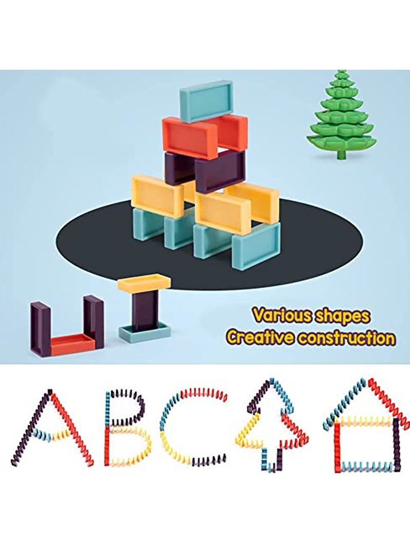 SOLARAE Automatic Domino Train Blocks Set, Domino Laying Electric Train, Dominoes Train Set with 1 Slot and 80pcs Blocks, Creative Domino Train Set with Sound for Kids - Image 2