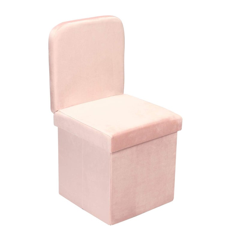 B FSOBEIIALEO Velvet Storage Ottoman with Seat Back Folding Storage Chair for Living Room SpaceSaving Room Organizer Cubes Toy Chest Storage Cubes Box Pink Medium