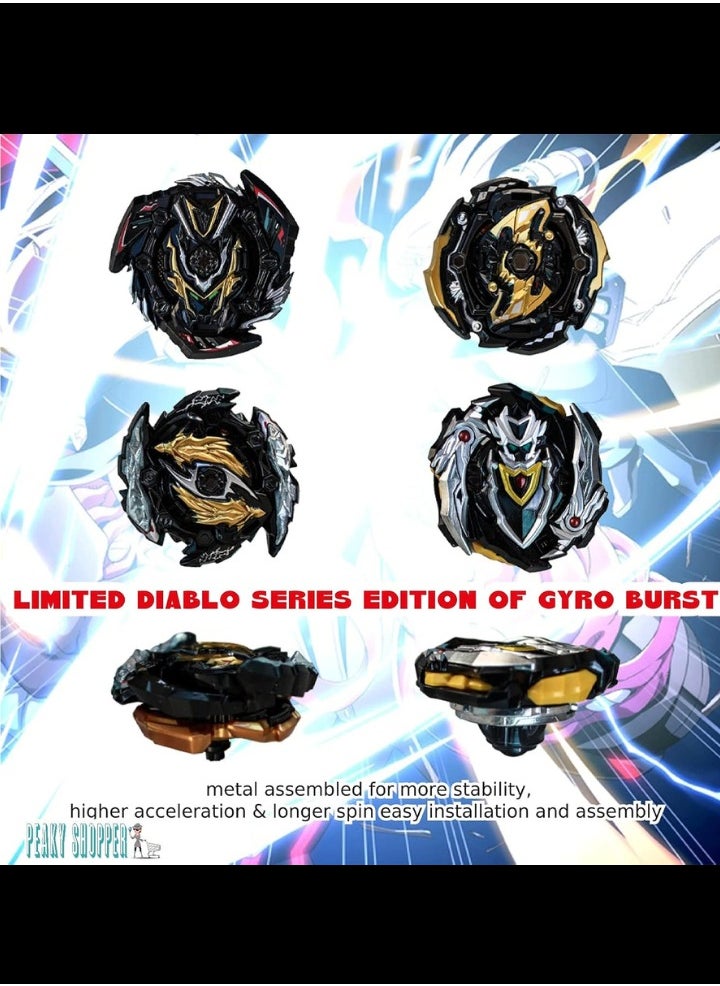 GYRO BURST SAMURAI Gyro Burst Dark Diablo Series Set Gyroscope 4d Metal Fusion Model, Masters Acceleration Spark Spinning Top with Launcher Handle, Bey Battling Top for Boys, Combat Fighting Toy for Kids Teens Gifts  - Image 2
