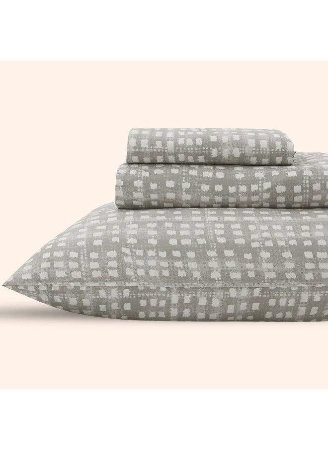 MORANO Morano Sofia Bedsheet Set Made from Microfiber Material with a Cotton-Like Touch for a Soft and Breathable Feel, Ideal for Double Beds, Measuring 240 x 260 CM, Includes Pillowcases, Breeze, Greige  - Image 3
