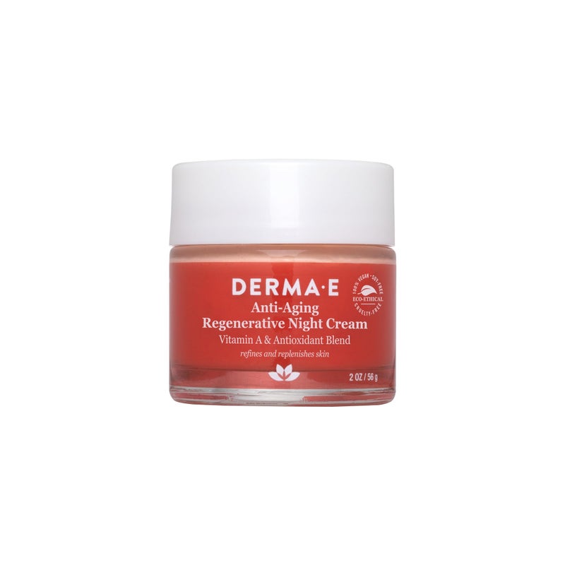 derma-e كريم ديرما إي الليلي المضاد للشيخوخة - مرطب أستازانتين المشدود للوجه - كريم خفيف مضاد للتجاعيد للاستخدام الليلي مع زيت الجوجوبا وفيتامين E، 2 أونصة - Image 1