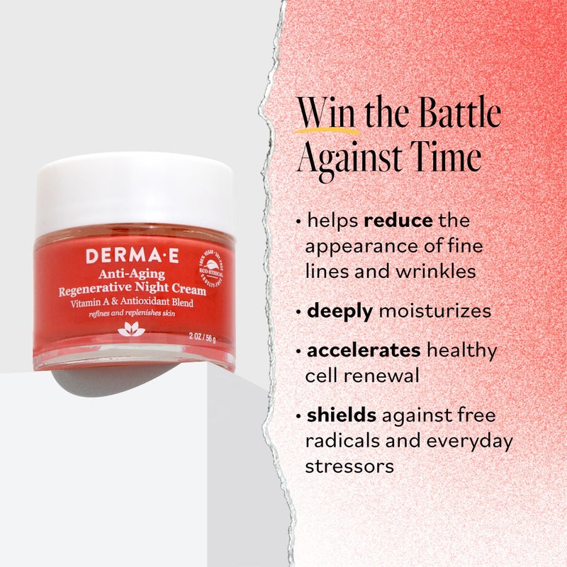 derma-e كريم ديرما إي الليلي المضاد للشيخوخة - مرطب أستازانتين المشدود للوجه - كريم خفيف مضاد للتجاعيد للاستخدام الليلي مع زيت الجوجوبا وفيتامين E، 2 أونصة - Image 2