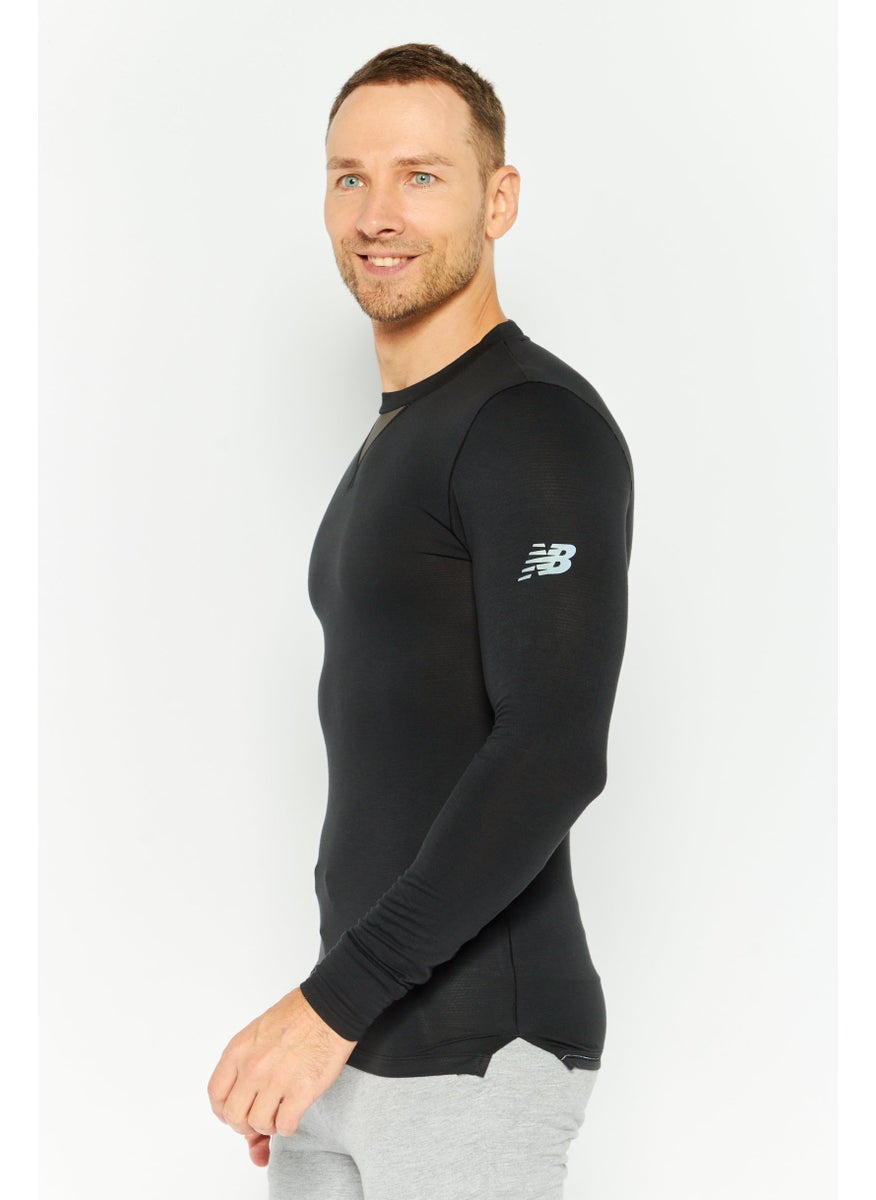 New Balance Men Sportswear Fit Long Sleeves Running T-Shirt, Black  - Image 2