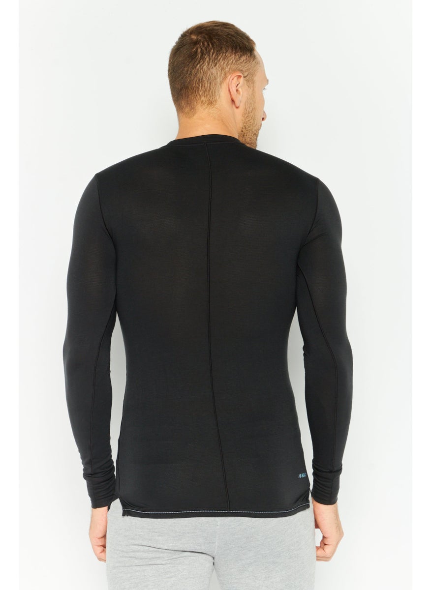 New Balance Men Sportswear Fit Long Sleeves Running T-Shirt, Black  - Image 3