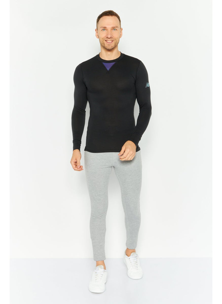 New Balance Men Sportswear Fit Long Sleeves Running T-Shirt, Black  - Image 4