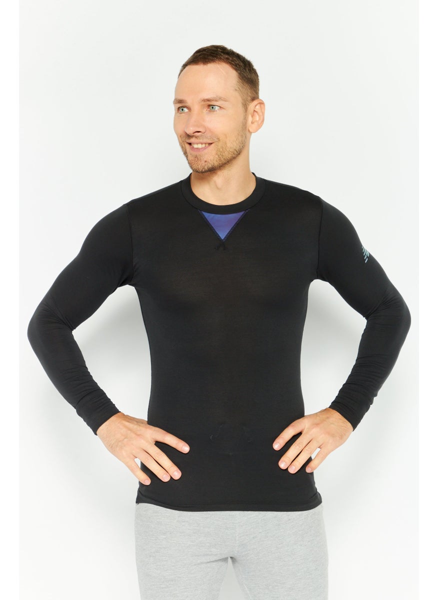 New Balance Men Sportswear Fit Long Sleeves Running T-Shirt, Black  - Image 1