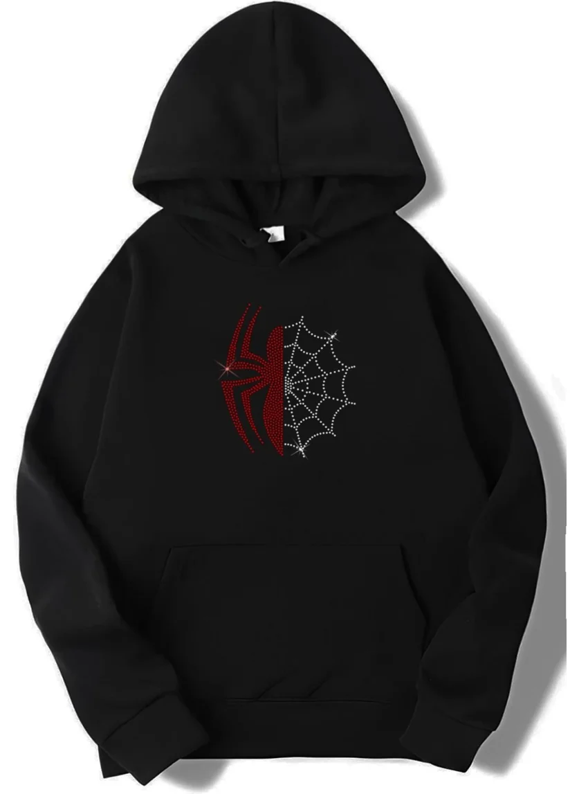 BRZ Collection Unisex Oversize Stoned Spider Hoodie