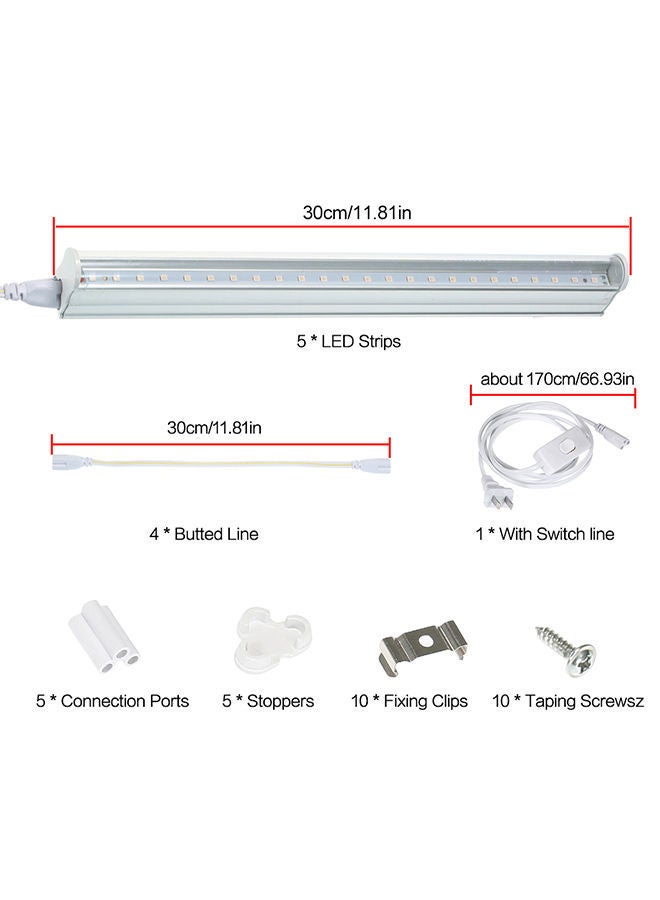 NIBEMINENT 5 Piece LED Grow Light Strips For Plants Set White 35x10x25centimeter  - Image 3