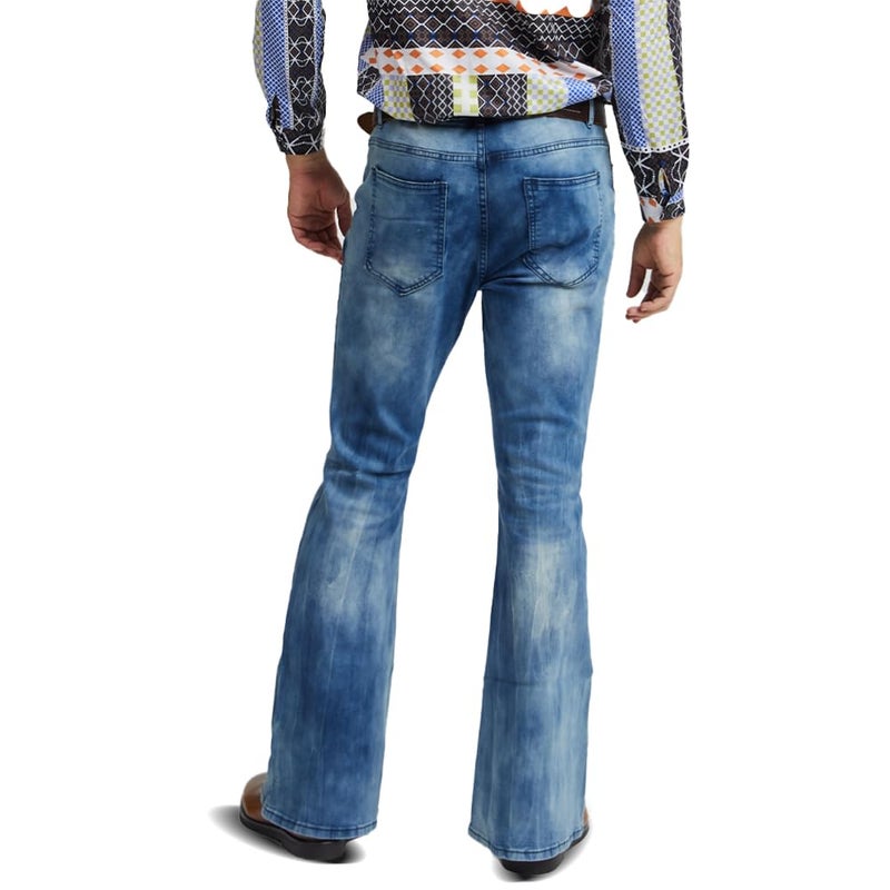 Botten Bell Bottom Pants 70s Disco Pants Jeans for Men Blue - Image 4