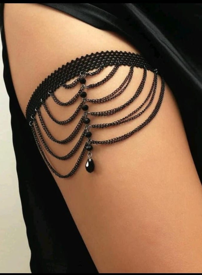 EvancyStore Handmade Thigh Chains Anklet Black women's accessories 