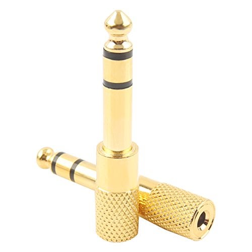 FENTICO 6.35mm Plug to 3.5mm Socket, FENTICO 1/4 to 1/8 inch Stereo Audio Jack Adapter Converts Audio from Amplifiers, Guitar, Piano, Drums, Speakers & Mic That use 6.35mm to 3.5mm Port (Golden, 2 Pcs) - Image 4