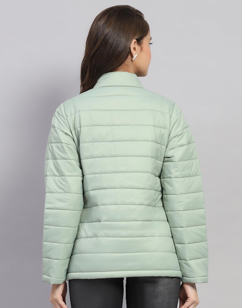 ROCKIT ROCK.IT Womens Nylon Blend Standard Length from House of Monte Carlo Green Solid Mock Neck Full Sleeve Jacket (2240102635-3-38) - Image 4
