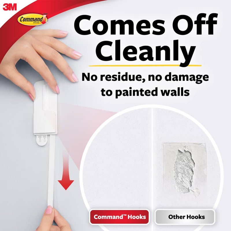 Command 3M Jumbo Utilty Wall Hooks, Holds 3.4kg, Damage free, Holds Strongly, Reusable, Heavy duty, Reusable, Adhesive hooks for wall, Multi-surface, hooks for hanging (White, 1hook, 4 strips), Plastic - Image 4