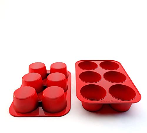 Silicone Designs Silicone Texas Muffin Pan 6-Cups, Jumbo Muffin Pan Set of 2, BPA-Free Non-Stick Cupcake Maker, 10.75L x 7.5W for Baking - Image 5