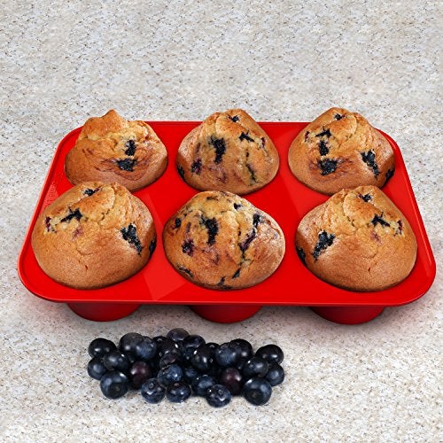 Silicone Designs Silicone Texas Muffin Pan 6-Cups, Jumbo Muffin Pan Set of 2, BPA-Free Non-Stick Cupcake Maker, 10.75L x 7.5W for Baking - Image 2