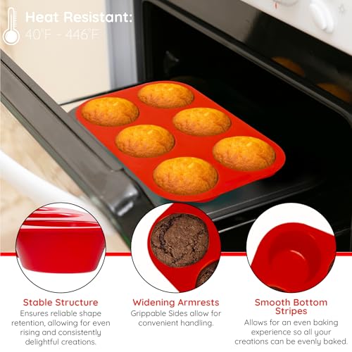 Silicone Designs Silicone Texas Muffin Pan 6-Cups, Jumbo Muffin Pan Set of 2, BPA-Free Non-Stick Cupcake Maker, 10.75L x 7.5W for Baking - Image 4