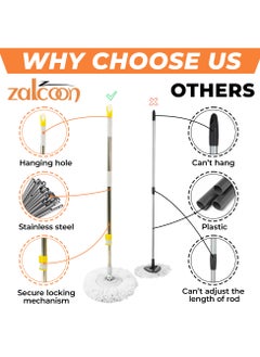 Zalcoon Spin Mop Replacement Head for 360° Spin Mop, Microfiber Mop Head Replacement Refills Round Shape Standard Size (Pack of 3 Pieces) (White)  - Image 4
