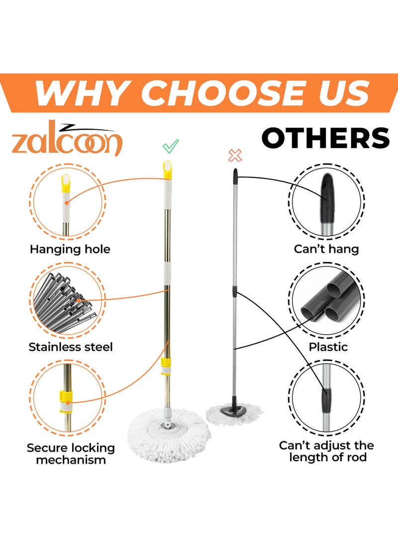 Zalcoon Spin Mop Replacement Head for 360° Spin Mop, Microfiber Mop Head Replacement Refills Round Shape Standard Size (Pack of 3 Pieces) (White)  - Image 4
