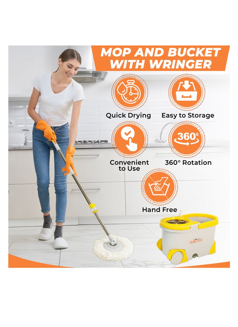 Zalcoon Spin Mop Replacement Head for 360° Spin Mop, Microfiber Mop Head Replacement Refills Round Shape Standard Size (Pack of 3 Pieces) (White)  - Image 3