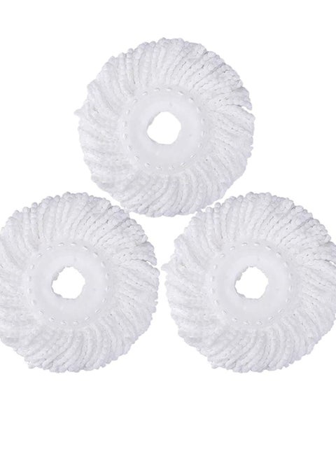 Spin Mop Replacement Head for 360° Spin Mop, Microfiber Mop Head Replacement Refills Round Shape Standard Size (Pack of 3 Pieces) (White)