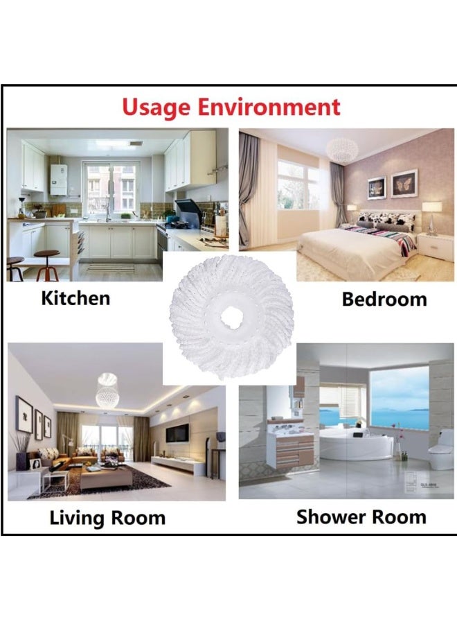 Zalcoon Spin Mop Replacement Head for 360° Spin Mop, Microfiber Mop Head Replacement Refills Round Shape Standard Size (Pack of 3 Pieces) (White) - Image 3