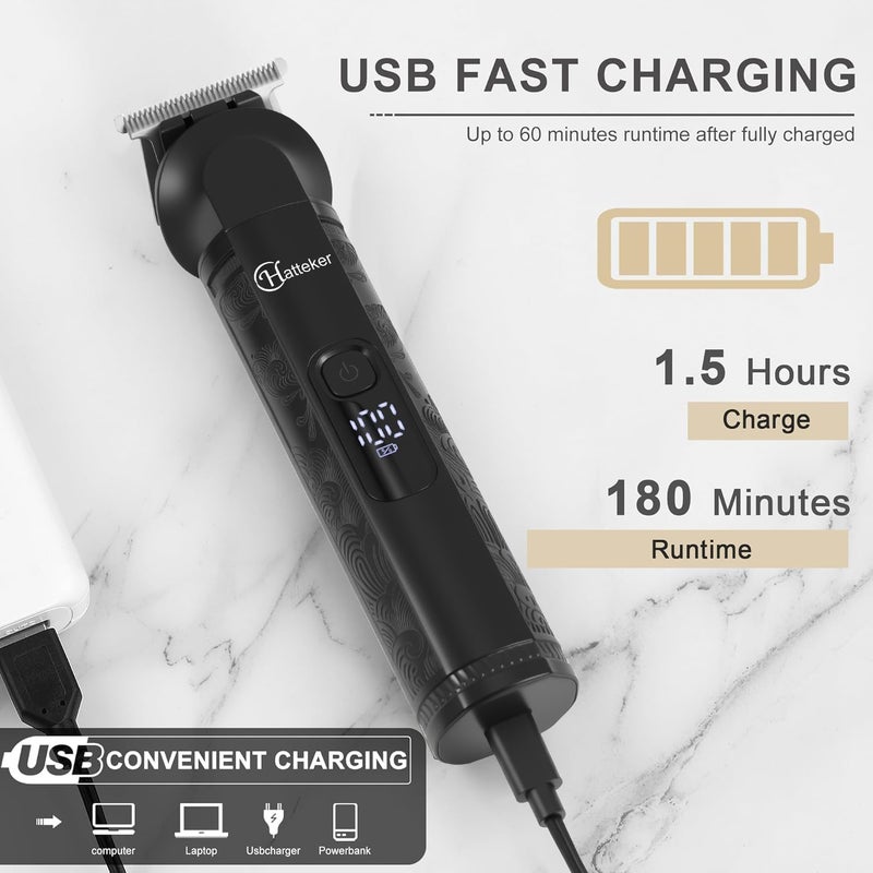 Hatteker 8-in-1 Professional Men's Grooming Kit Cordless Beard Trimmer Hair Clipper Zero Gapped T-Blade Electric Razor Nose Ear Body Trimmer IPX7 Waterproof, Precision Trimming for Bald Head/Oil Head - Image 5