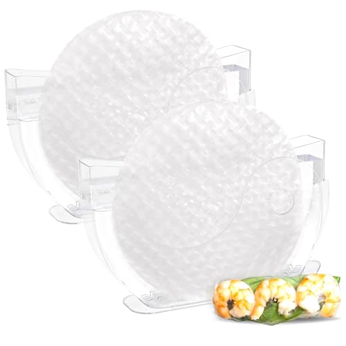 Mcvomv Rice Paper Water Bowl Dipper Spring Roll Maker Spring Roll Water Bowl S pring R oll Water Dipper Rice Paper Holder with Side Pocket for R ice P aper Wrappers 2 Pack - Image 1