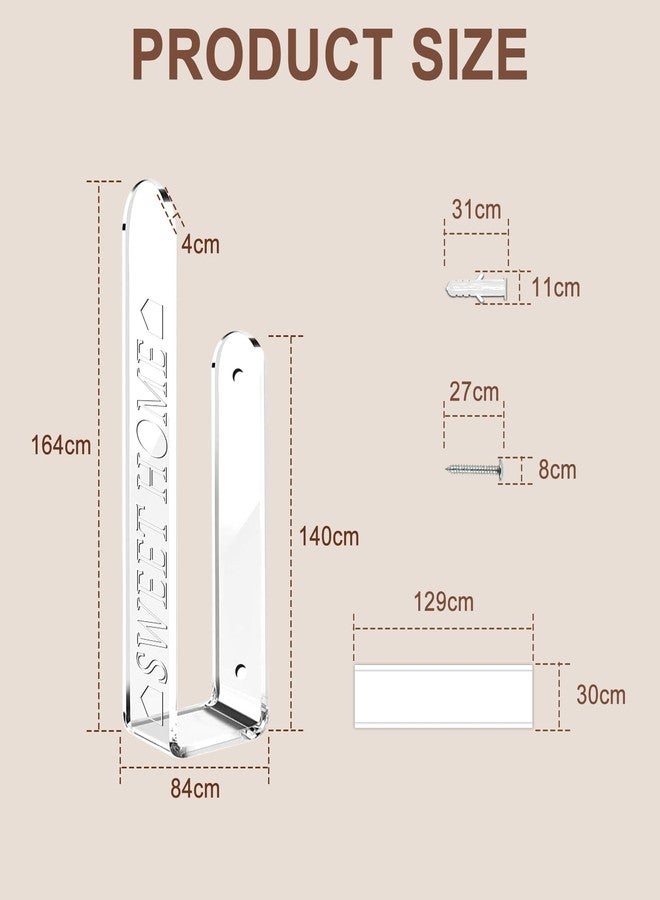 خطافات ستائر أكريليك من TBWHL، 4 قطع، خطافات ستائر تُثبت بالبراغي، خطافات ستائر تُثبت على الحائط، خطافات ستائر لاصقة للستائر في غرفة المعيشة والمطبخ وغرفة النوم (شفافة) - Image 2