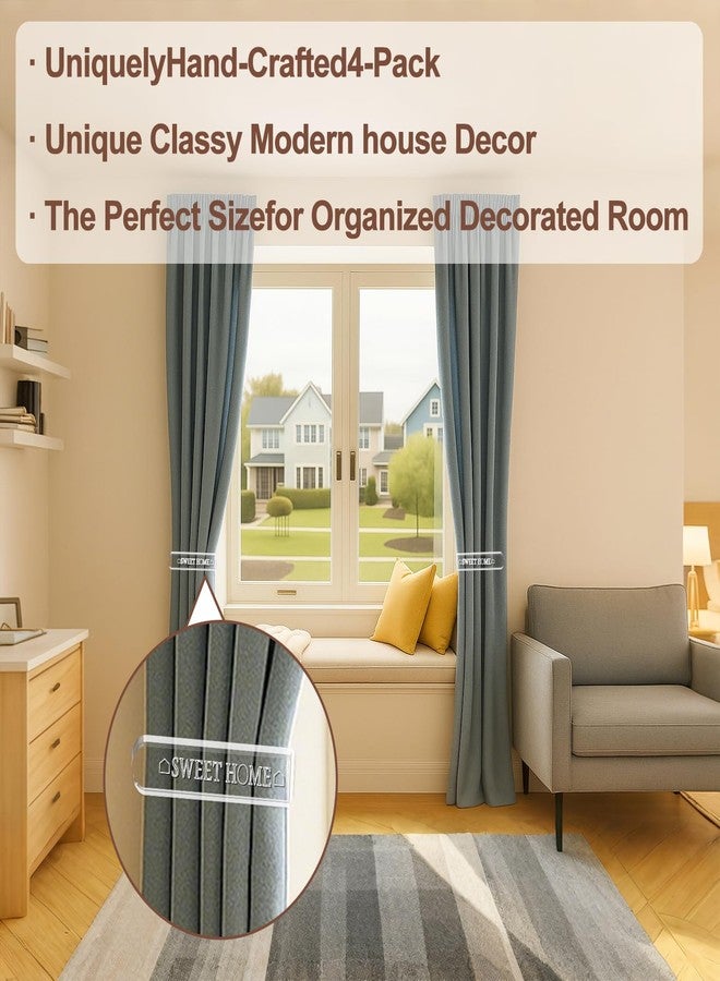 خطافات ستائر أكريليك من TBWHL، 4 قطع، خطافات ستائر تُثبت بالبراغي، خطافات ستائر تُثبت على الحائط، خطافات ستائر لاصقة للستائر في غرفة المعيشة والمطبخ وغرفة النوم (شفافة) - Image 5