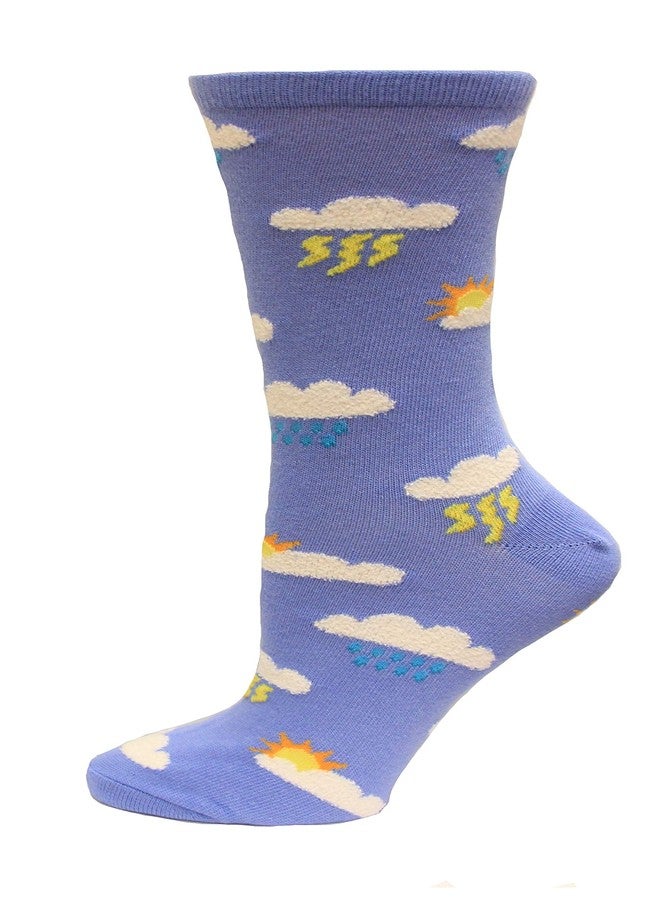 Hot Sox Fuzzy Clouds Socks, Periwinkle, 1 Pair, Women Shoe 4-10