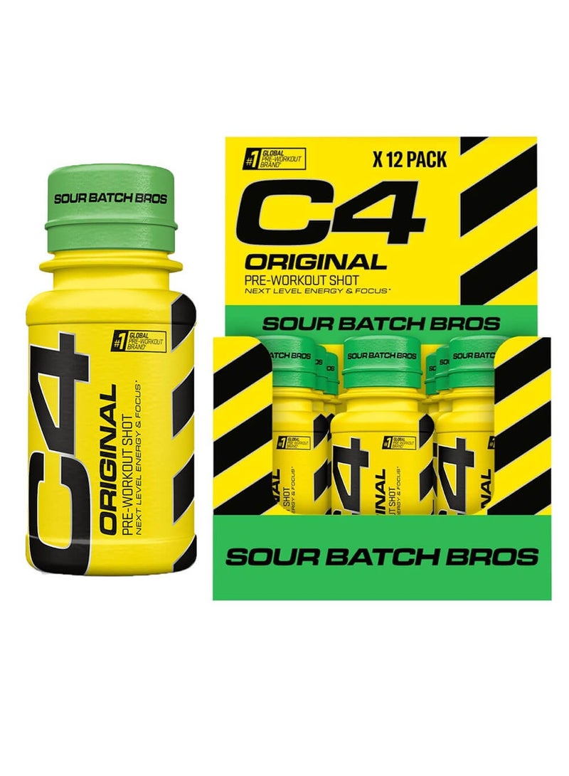 C4 Original Pre-Workout Shot 60ml Sour Batch Bros Pack of 12 - Image 1