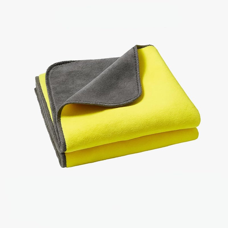 ENHANCIO 800 GSM Dual Sided Microfiber Towels 40x40cm | Extra Thick Double Layer Cleaning Cloth | Super Absorbent Lint Free Scratch Free for Car Bike Home Cleaning | Auto Detailing Cloth | Grey Yellow - Image 1