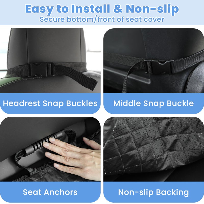 ELONGRIVER Dog Car Seat Covers, Waterproof Front Seat Cover for Dogs, Scratch-Proof, Nonslip Pet Passenger Seat Cover Protector, Universal Fit for Cars Trucks SUVs, Standard Size, 2 Packs Black - Image 4