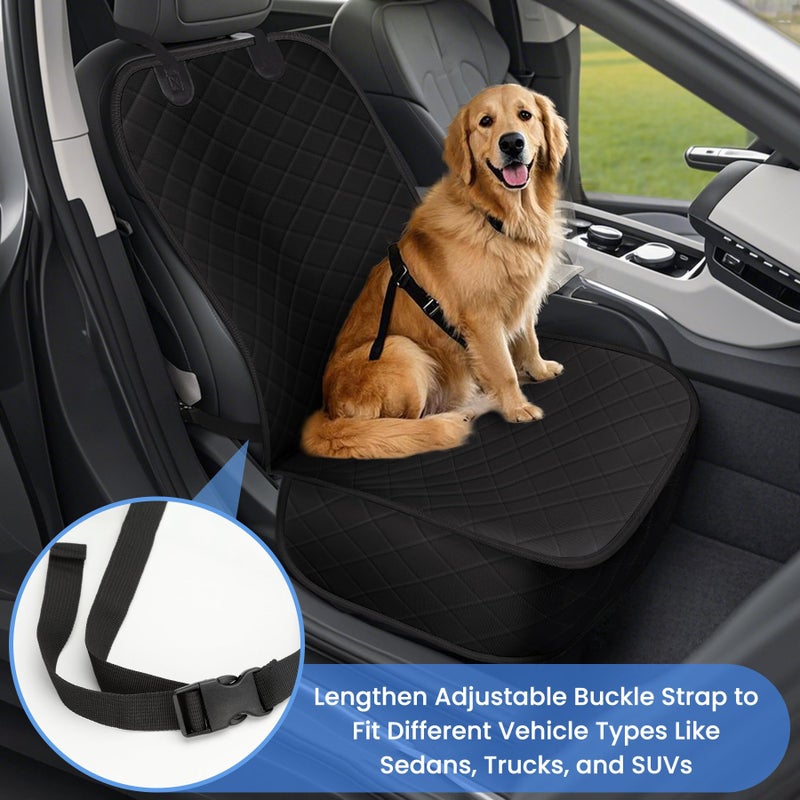 ELONGRIVER Dog Car Seat Covers, Waterproof Front Seat Cover for Dogs, Scratch-Proof, Nonslip Pet Passenger Seat Cover Protector, Universal Fit for Cars Trucks SUVs, Standard Size, 2 Packs Black - Image 2