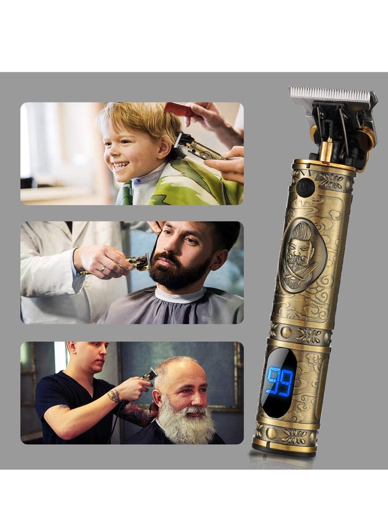 GENNEXT Upgraded Hair Trimmer Beard Clippers for Men Professional USB Electric Hair Clippers for Hair Cutting T Blade Gold Trimmers Pro Li Cordless Outliner Zero Gaped Rechargeable Retro Trimmer LED Display - Image 2