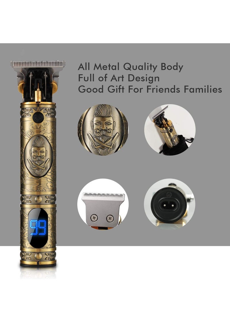 GENNEXT Upgraded Hair Trimmer Beard Clippers for Men Professional USB Electric Hair Clippers for Hair Cutting T Blade Gold Trimmers Pro Li Cordless Outliner Zero Gaped Rechargeable Retro Trimmer LED Display - Image 3