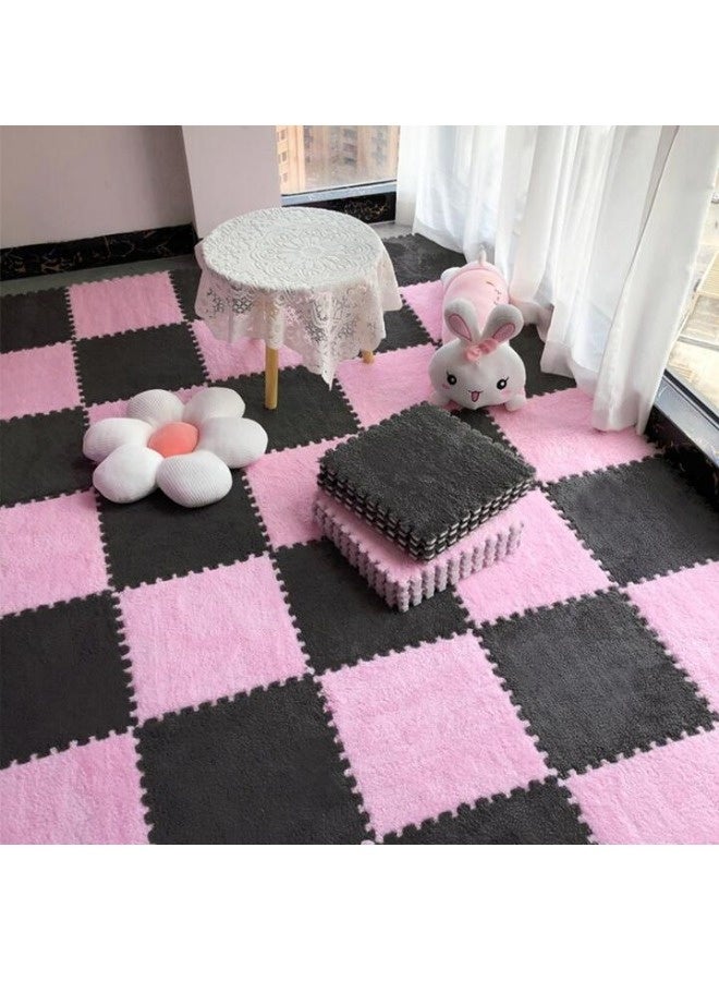 12-Pieces Puzzle Foam Play Indoor Mat, Soft Plush EVA Play Mat, Square Interlocking Baby Play Mat Set with Edges, Durable High Quality And Long Lasting, for Floor Protection, Baby Floor Mat for Kids Room Home Parlor Bedroom (Pink+Grey, 30x30cm) - Image 4