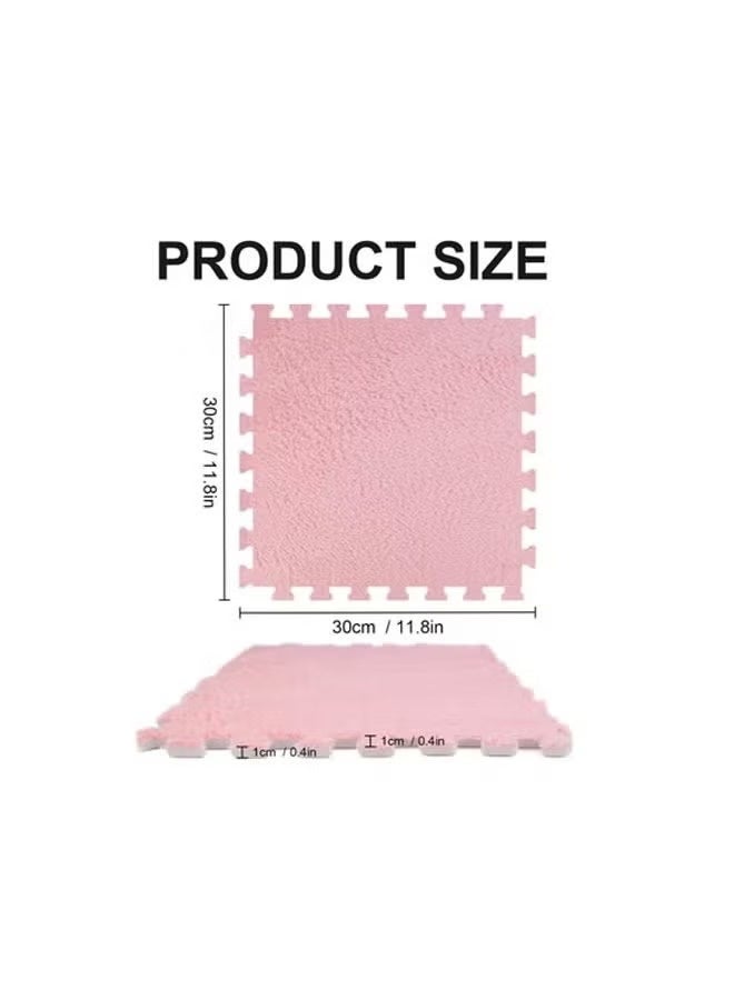 12-Pieces Puzzle Foam Play Indoor Mat, Soft Plush EVA Play Mat, Square Interlocking Baby Play Mat Set with Edges, Durable High Quality And Long Lasting, for Floor Protection, Baby Floor Mat for Kids Room Home Parlor Bedroom (Pink+Grey, 30x30cm) - Image 2