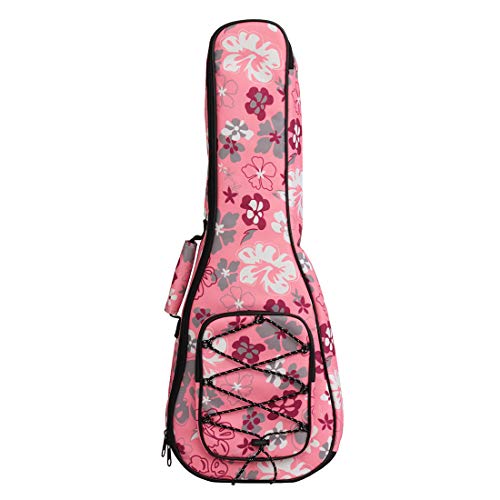 Longteam Print Ukulele Case 10mm Sponge Portable Waterproof Ukuleles bag Cover Uke gig bag with Accessory Storage Pocket (26 In Tenor, Pink Flower) - Image 2