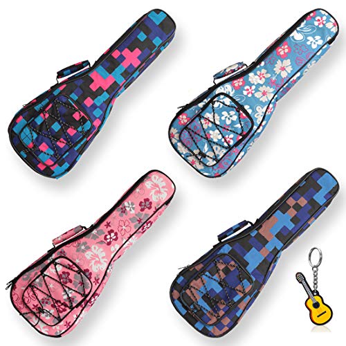 Longteam Print Ukulele Case 10mm Sponge Portable Waterproof Ukuleles bag Cover Uke gig bag with Accessory Storage Pocket (26 In Tenor, Pink Flower) - Image 1