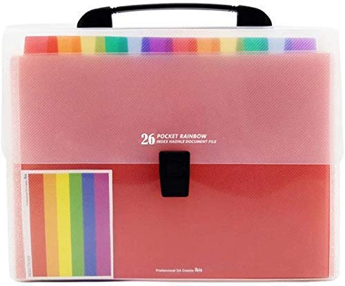MEZON Portable Expanding Accordion File Folder Plastic A4 File Organizer Bag Folder Organizer with Labels for Office Desk Students Business (Random Color) (26 Pocket) - Image 1