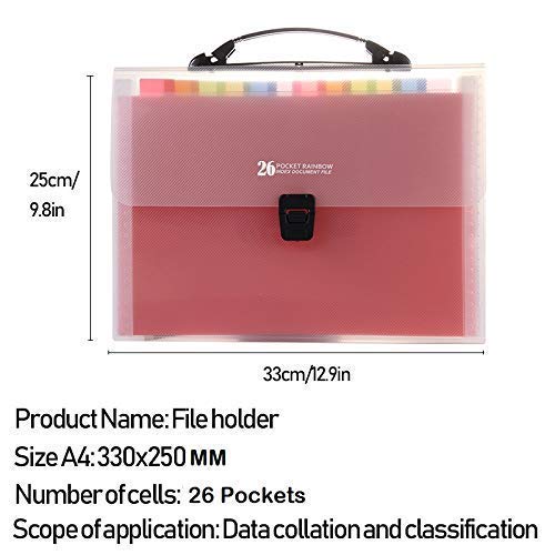 MEZON Portable Expanding Accordion File Folder Plastic A4 File Organizer Bag Folder Organizer with Labels for Office Desk Students Business (Random Color) (26 Pocket) - Image 2