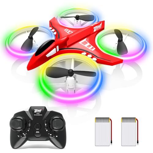 Dwi Dowellin 49 Inch Mini Drone for Kids Crash Proof LED Lights One Key Take Off Landing Flips RC Remote Control Small Drones Toys for Beginners Boys and Girls Adults Nano Quadcopter Red - Image 1