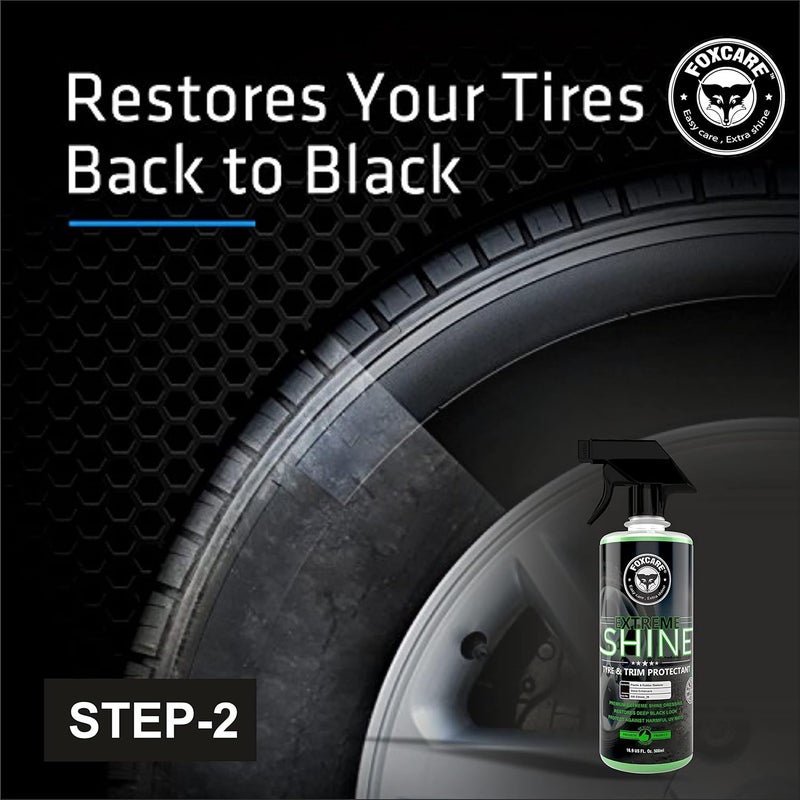 Foxcare Tyre and Trim cleaner + protectant | tyre shiner & tyre cleaner - 1000ml - Image 3