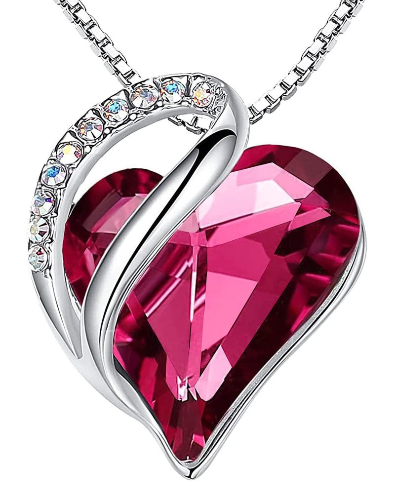 Leafael Gift Necklaces for Women, Infinity Love Birthstone Heart Pendant with Tourmaline Pink Crystal for October, Birthday Jewelry for Her, Mom, and Wife, Silver Plated, 18" + 2" Chain - Image 1