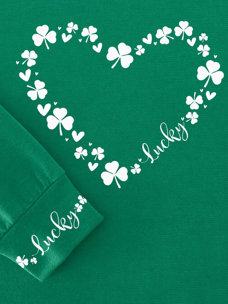 tiqwova St. Patricks Day Shirts for Women,Casual Four Leaf Clover Love Heart Long Sleeve Shirt for Women (St-01-L) - Image 4