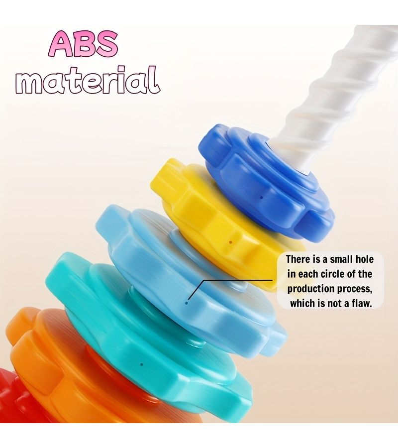 برج دوار ملون قابل للتكديس - لعبة تعليمية آمنة من البلاستيك تعزز المهارات الحركية والتعرف على الألوان - Image 2