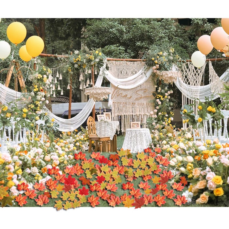 EchoDone 600 Pieces Artificial Maple Leaves Decorations Autumn Fall Leaves for Thanksgiving Autumn Leaf for Wedding Party - Image 5