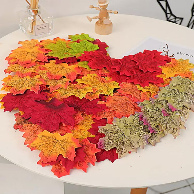 EchoDone 600 Pieces Artificial Maple Leaves Decorations Autumn Fall Leaves for Thanksgiving Autumn Leaf for Wedding Party - Image 4